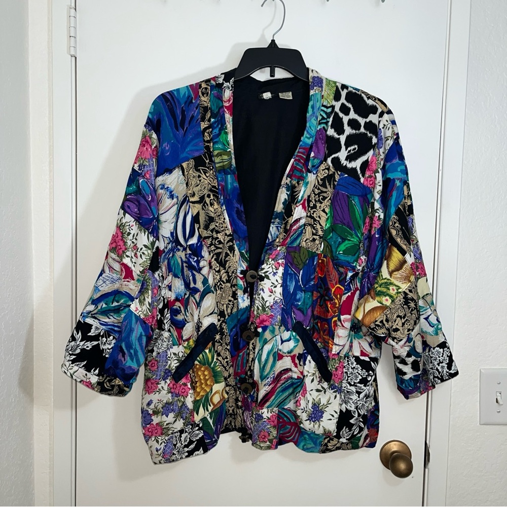 Nativewear Designs Women’s Vibrant Patterned Blazer Patchwork Multi Color Medium